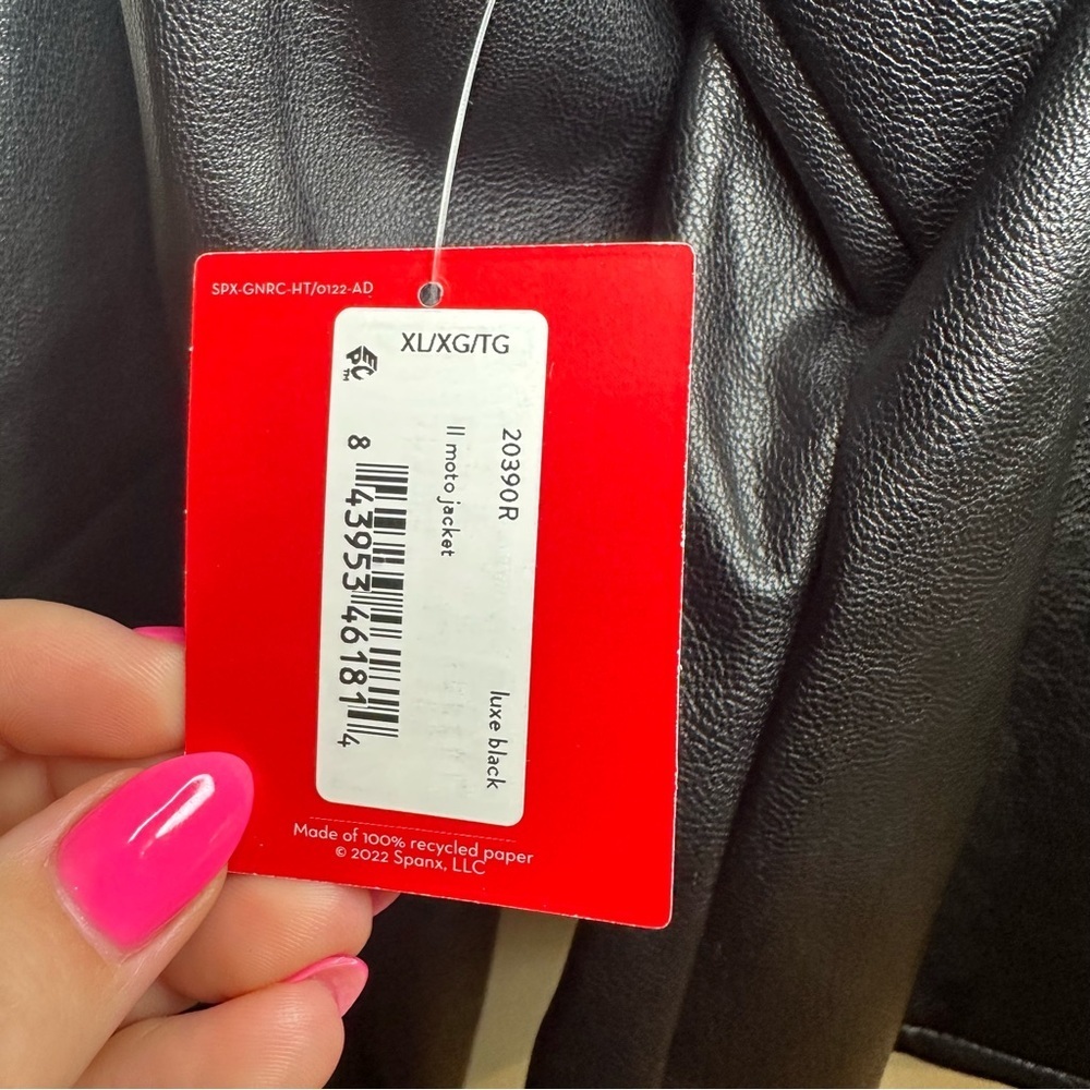 Spanx Leather-Like Black Moto Jacket. Size: XL. NWT. - Picture 9 of 10